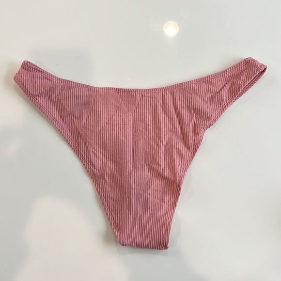 New Topshop Textured High Leg Bikini Bottom in DUSTY PINK Size 14 - Picture 5 of 10